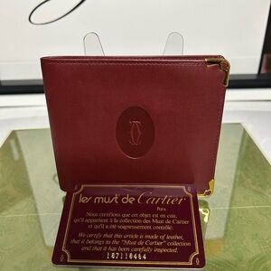 Authentic Cartier Must de Cartier leather bifold wallet with Gold Accents